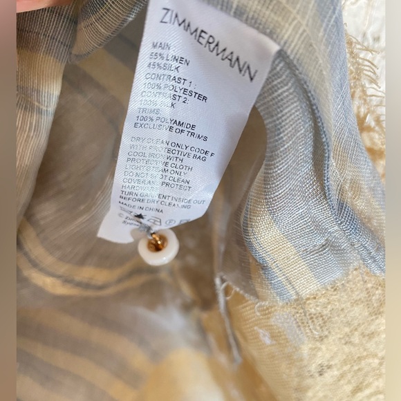 Zimmermann Lyrical Lace Edge Linen Silk Mini Dress Sz 0 - Picture 9 of 11